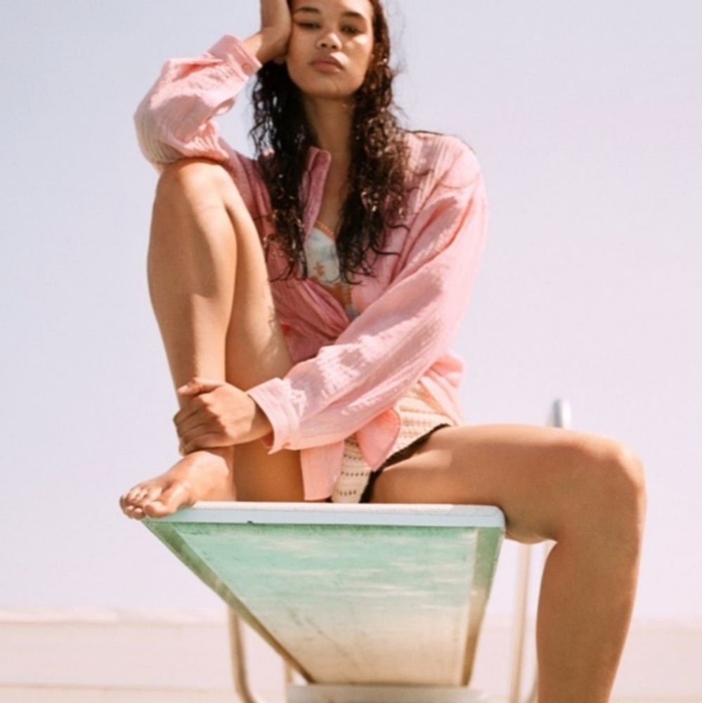 Zara Flowy twist back button down shirt